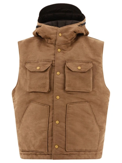 Engineered Garments "field" Reversible Vest Jacket In Brown