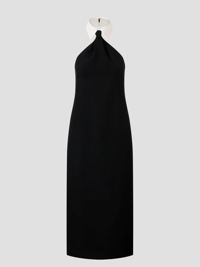 Valentino Sleeveless Midi Dress In Na Nero Avorio