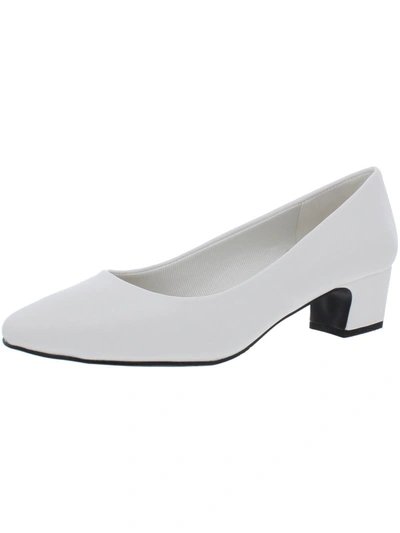 Easy Street Prim Womens Solid Kitten Heel Dress Pumps In White