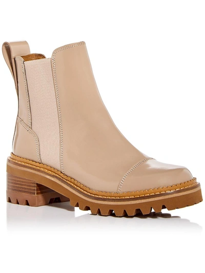 See By Chloé Womens Suede Pull On Chelsea Boots In Beige