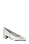 Easy Street Prim Womens Faux Leather Slip On Pumps In Silver Satin