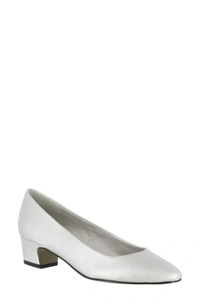 Easy Street Prim Womens Faux Leather Slip On Pumps In Silver Satin