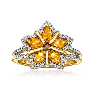 Ross-simons Smoky Quartz And Citrine Star Ring With . White Topaz In 18kt Gold Over Sterling In Yellow