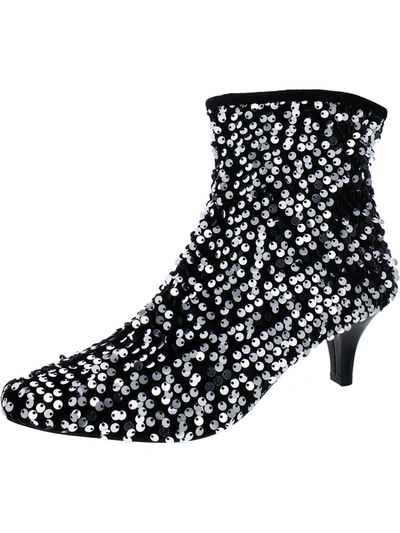Impo Naja Sequin Womens Sequined Zip Up Ankle Boots In Black
