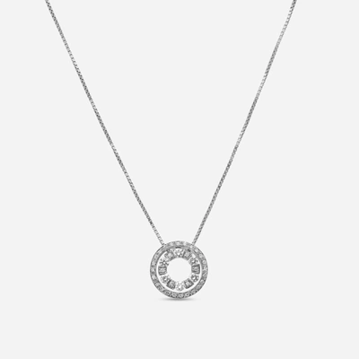 Damiani 18k White Gold, Diamond 0.49ct. Tw. Ring Pendant Necklace In Silver