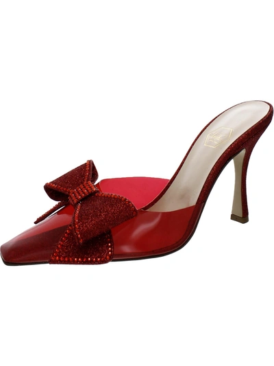 Nalebe Dimante Womens Satin Square Toe Mules In Red