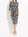 JOSEPH RIBKOFF ABSTRACT TEXTURE PRINT TIE FRONT DRESS IN BLACK