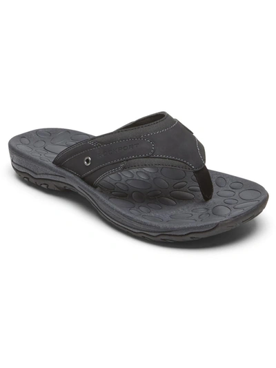 Rockport Hayes Mens Cushioned Footbed Toe-post Flip-flops In Grey