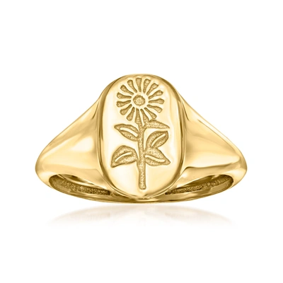 Ross-simons Italian 14kt Yellow Gold Sunflower Signet Ring