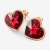 Baccarat 18k Gold Plated On Sterling Silver, Crystal Heart Earrings In Red