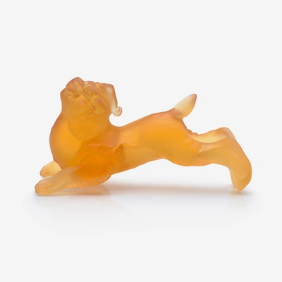 Daum Animal Universe Amber Lion Pâte De Cristal Statue 3463