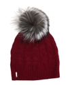 GORSKI CABLE KNIT CASHMERE HAT WITH FOX FUR POMPOM