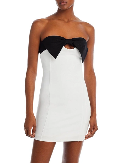 Fore Womens Front Bow Strapless Mini Dress In White