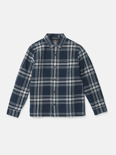 Volcom Curwin Long Sleeve Flannel - Navy In Blue