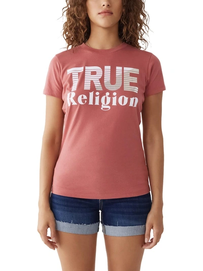 True Religion Womens Logo Crewneck Graphic T-shirt In Red