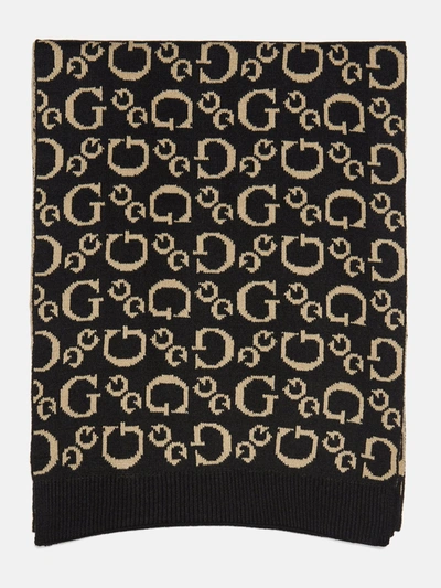 Guess Factory Enlarged Logo Scarf In Black