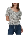 7 For All Mankind Womens Open Back Print Peasant Top In Grey