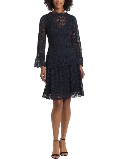 Maggy London Womens Lace Floral Cocktail And Party Dress In Blue