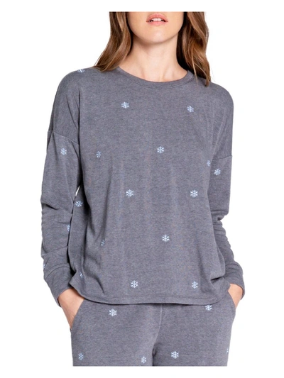 Pj Salvage Womens Snowflakes Crewneck Sweatshirt In Grey