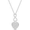 Mimi & Max 1/4ct Tdw Diamond Infinity Heart Pendant W Round Cable Chain In Sterling Silver - 18 In In White