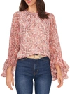 VINCE CAMUTO WOMENS METALLIC FLORAL BLOUSE