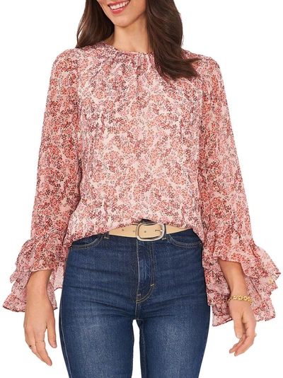 Vince Camuto Womens Floral Cold Shoulder Blouse In Multi