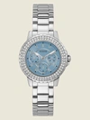 GUESS FACTORY SILVER-TONE AND RHINESTONE MULTIFUNCTION WATCH