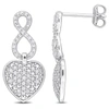 Mimi & Max 1/4ct Tdw Diamond Heart Infinity Earrings In Sterling Silver In White