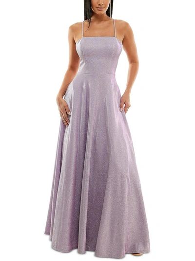 City Studio Womens Shimmer Long Evening Dress In Purple