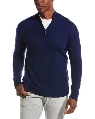 Qi Cashmere 1/4-zip Pullover In Blue