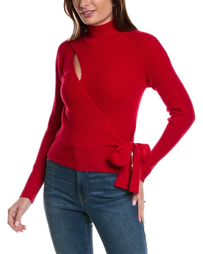Incashmere Wrap Front Cashmere Sweater In Red