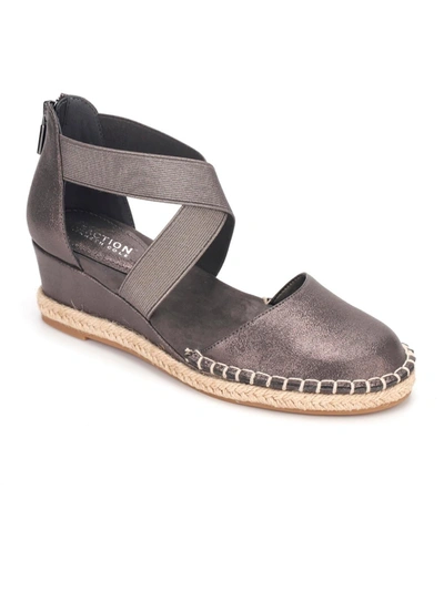 Kenneth Cole Reaction Clo X Band Wedge Womens Zipper Strappy Espadrilles In Silver