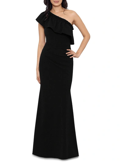 Aqua Womens One Shoulder Maxi Evening Dress In Black