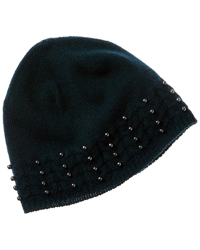 Forte Cashmere Pearl Studded Cashmere Hat In Black