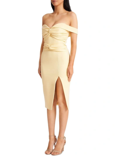 Lavish Alice Womens Ruched Off-the-shoulder Cocktail And Party Dress In Beige