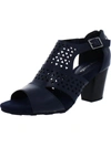 Easy Street Adara Womens Faux Leather Laser Cut Block Heels In Blue