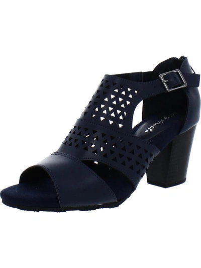 Easy Street Adara Womens Faux Leather Laser Cut Block Heels In Blue