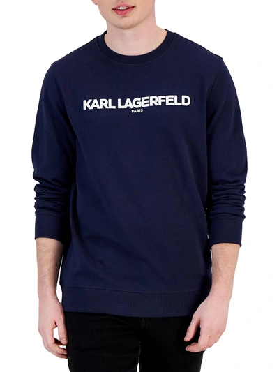 Karl Lagerfeld Mens French Terry Logo T-shirt In Blue