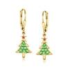 Ross-simons Emerald Christmas Tree Drop Earrings With Ruby Accents In 18kt Gold Over Sterling In Green