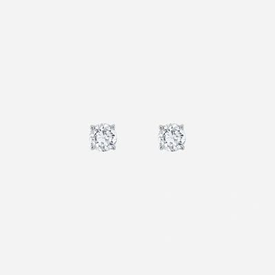 Tresorra 18k White Gold, Diamond Stud Earrings Stud-002 In Silver