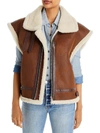 MOON RIVER WOMENS FAUX SHEARLING OVERSIZED VEST