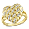Mimi & Max 1/8ct Tdw Diamond Lattice Heart Split-shank Ring In Yellow Plated Sterling Silver In Yellow