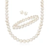 Ross-simons 8.5-9mm Cultured Pearl Jewelry Set: Earrings, Bracelet And Necklace In Sterling Silver In Multi