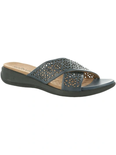 Softwalk Tillman Womens Woven Wedge Heel Wedge Sandals In Grey