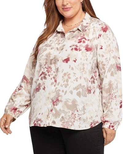 Nydj Floral Modern Blouse In White