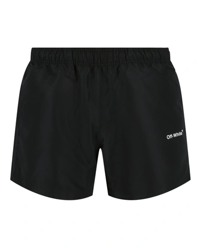 Off-white Diagonal Stripe-swim Shorts In Black