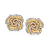 Ross-simons Diamond Flower Earrings In 18kt Gold Over Sterling In White