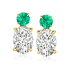 Ross-simons Lab-grown Diamond Drop Earrings With . Emeralds In 14kt Yellow Gold In White