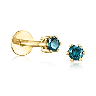 Rs Pure By Ross-simons Blue Diamond Stud Earrings In 14kt Yellow Gold