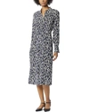 Equipment Thea Animal Print Long Sleeve Silk Midi Dress In Blue